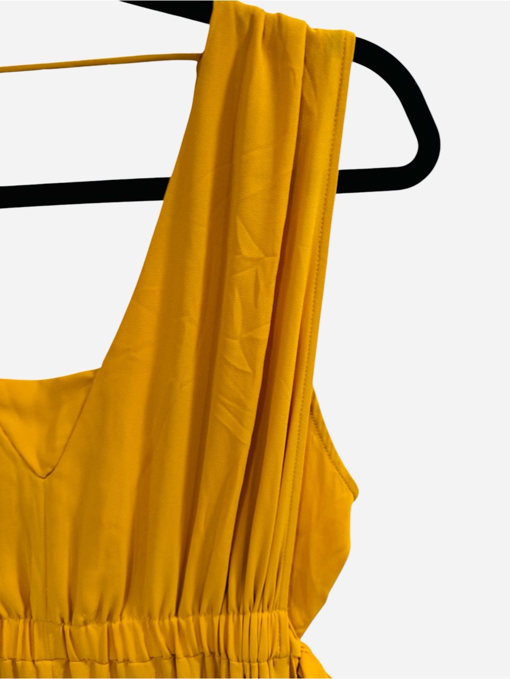 BCBGMAXAZRIA Mustard Yellow Sleeveless Handkerchief Hem Midi Dress Size L - Picture 5 of 13
